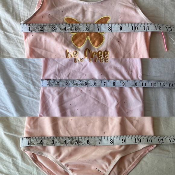 NWOT Young Hearts Pink Glitter Butterfly Swimsuit 7 - Picture 7 of 12